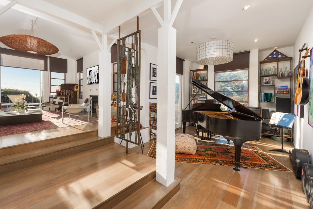 music room with piano