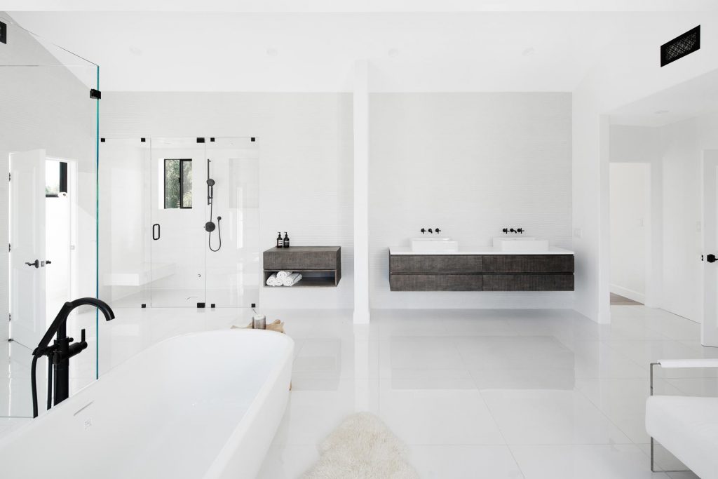 master bath white modern
